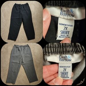 SIZE 2XL CROFT & BARROW pull on pants with pockets 2 pairs Lot Bundle
